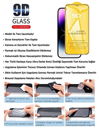 Apple iPhone 7 Siyah Ekran Koruyucu 9D Kırılmaz Cam Ultra Darbe Emici Etkin Koruma Ekranı Tam Kaplar
