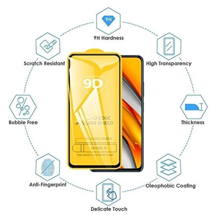 Realme C55 Ekran Koruyucu 9D Kırılmaz Cam Ultra Darbe Emici Etkin Koruma Ekranı Tam Kaplar