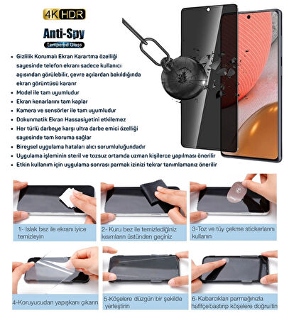 Samsung Galaxy S24 FE Hayalet Ekran Koruyucu 6D Kırılmaz Cam Gizlilik Korumalı - Extra Darbe Emici Etkin Koruma - Ekranı Tam Kaplar 