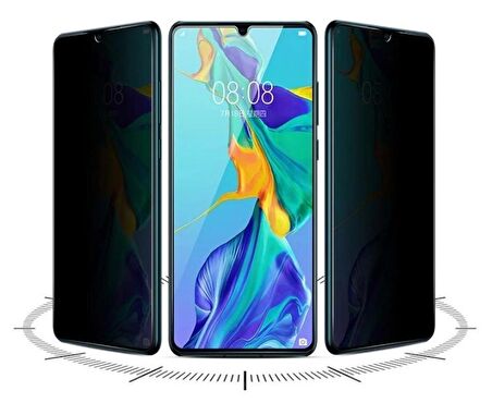 Realme C21 Hayalet Ekran Koruyucu 9D Kırılmaz Cam Gizlilik Korumalı - Ekranı Tam Kaplar - Ultra Darbe Emici Etkin Koruma