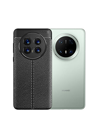 Huawei Mate 70 Pro Uyumlu Silikon Kılıf Deri Desenli Kamera Korumalı Darbe Emici Autofocus Kapak