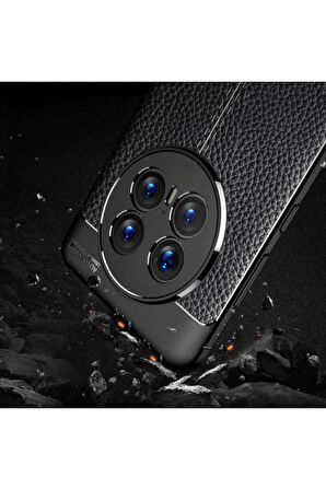 Huawei Mate 70 Pro Uyumlu Silikon Kılıf Deri Desenli Kamera Korumalı Darbe Emici Autofocus Kapak