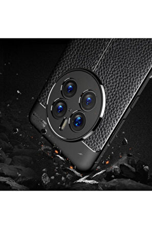 Huawei Mate 70 Uyumlu Silikon Kılıf Deri Desenli Kamera Korumalı Darbe Emici Autofocus Kapak