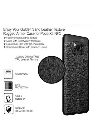 Poco X3 Pro Uyumlu Silikon Kılıf Deri Desenli Kamera Korumalı Darbe Emici Autofocus Kapak