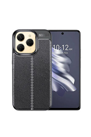 Tecno Spark GO 2024 Uyumlu Silikon Kılıf Deri Desenli Darbe Emici Autofocus Kapak