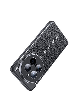 Vivo X200 Pro Uyumlu Silikon Kılıf Deri Desenli Kamera Korumalı Darbe Emici Autofocus Kapak
