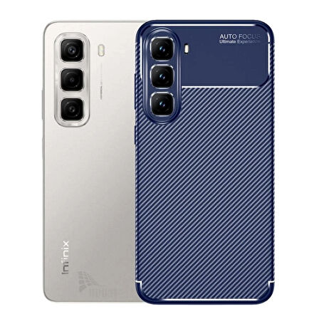 Infinix Hot 50 Pro Plus Uyumlu Silikon Kılıf Karbon Desenli Kamera Korumalı Darbe Emici Autofocus Kapak