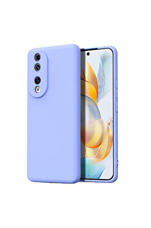 Honor 90 Uyumlu Silikon Kılıf - Kamera Korumalı Esnek Pastel Renk Kapak - Lila