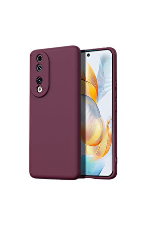 Honor 90 Uyumlu Silikon Kılıf - Kamera Korumalı Esnek Pastel Renk Kapak - Mor