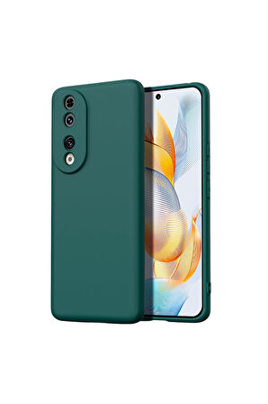 Honor 90 Uyumlu Silikon Kılıf - Kamera Korumalı Esnek Pastel Renk Kapak - Yeşil