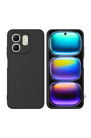 Infinix Hot 50i Uyumlu Silikon Kılıf - Kamera Korumalı Esnek Pastel Renk Kapak - Siyah