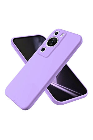 Huawei P60 Pro Uyumlu Silikon Kılıf - Kamera Korumalı Esnek Pastel Renk Kapak - Lila