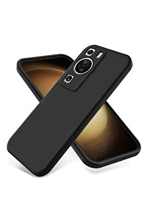 Huawei P60 Pro Uyumlu Silikon Kılıf - Kamera Korumalı Esnek Pastel Renk Kapak - Siyah