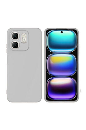 Infinix Smart 9 Uyumlu Silikon Kılıf - Kamera Korumalı Esnek Pastel Renk Kapak - Gri