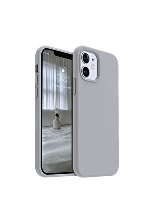 Apple iPhone 11 Uyumlu Silikon Kılıf - Pastel Renk Tonu Esnek Tam Koruma Kapak - Gri