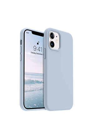 Apple iPhone 12 Uyumlu Silikon Kılıf - Pastel Renk Tonu Esnek Tam Koruma Kapak - Mavi