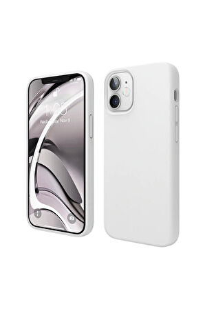 Apple iPhone 12 Mini Uyumlu Silikon Kılıf - Pastel Renk Tonu Esnek Tam Koruma Kapak - Beyaz