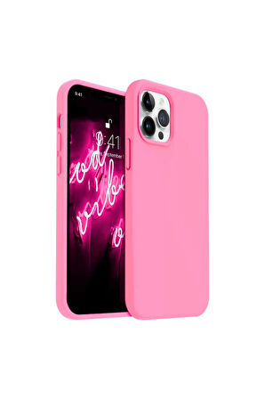 Apple iPhone 12 Pro Uyumlu Silikon Kılıf - Pastel Renk Tonu Esnek Tam Koruma Kapak - Pembe