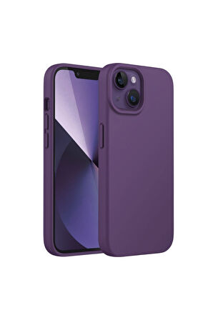Apple iPhone 13 Uyumlu Silikon Kılıf - Pastel Renk Tonu Esnek Tam Koruma Kapak - Mor