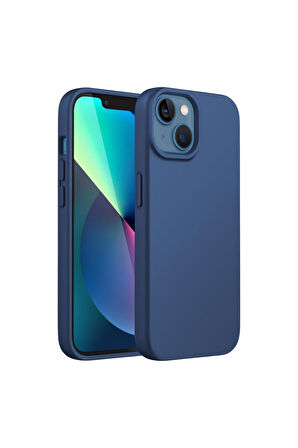 Apple iPhone 13 Mini Uyumlu Silikon Kılıf - Pastel Renk Tonu Esnek Tam Koruma Kapak -Lacivert
