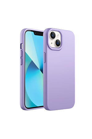 Apple iPhone 13 Mini Uyumlu Silikon Kılıf - Pastel Renk Tonu Esnek Tam Koruma Kapak - Lila