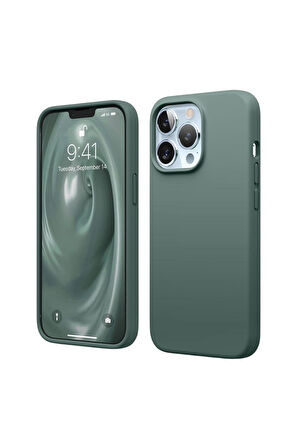 Apple iPhone 13 Pro Max Uyumlu Silikon Kılıf - Pastel Renk Esnek Tam Koruma Kapak - Yeşil
