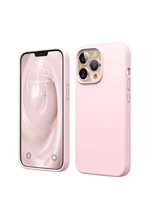 Apple iPhone 13 Pro Uyumlu Silikon Kılıf - Pastel Renk Tonu Esnek Tam Koruma Kapak-Pudra Pembe