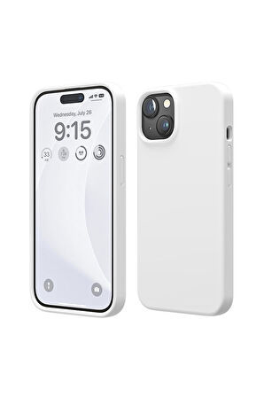 Apple iPhone 14 Uyumlu Silikon Kılıf - Pastel Renk Tonu Esnek Tam Koruma Kapak - Beyaz