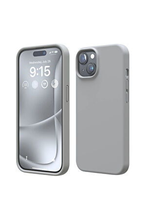 Apple iPhone 14 Uyumlu Silikon Kılıf - Pastel Renk Tonu Esnek Tam Koruma Kapak - Gri