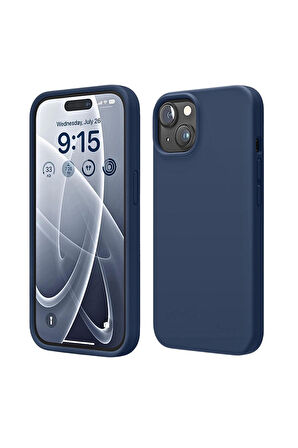 Apple iPhone 15 Uyumlu Silikon Kılıf - Pastel Renk Tonu Esnek Tam Koruma Kapak - Lacivert