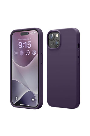 Apple iPhone 15 Uyumlu Silikon Kılıf - Pastel Renk Tonu Esnek Tam Koruma Kapak - Mor