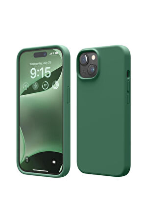 Apple iPhone 15 Uyumlu Silikon Kılıf - Pastel Renk Tonu Esnek Tam Koruma Kapak - Yeşil