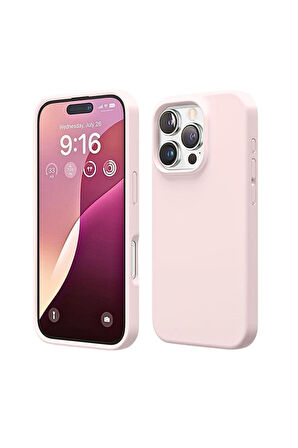 Apple iPhone 15 Pro Uyumlu Silikon Kılıf - Pastel Renk Esnek Tam Koruma Kapak - Pudra Pembe