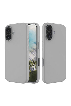 Apple iPhone 16 Uyumlu Silikon Kılıf - Pastel Renk Tonu Esnek Tam Koruma Kapak - Gri