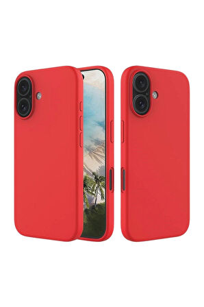 Apple iPhone 16 Uyumlu Silikon Kılıf - Pastel Renk Tonu Esnek Tam Koruma Kapak - Kırmızı