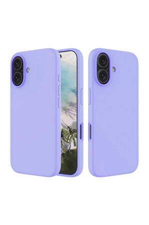 Apple iPhone 16 Uyumlu Silikon Kılıf - Pastel Renk Tonu Esnek Tam Koruma Kapak - Lila