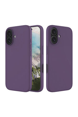 Apple iPhone 16 Plus Uyumlu Silikon Kılıf - Pastel Renk Tonu Esnek Tam Koruma Kapak - Mor
