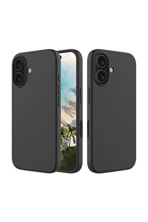Apple iPhone 16 Plus Uyumlu Silikon Kılıf - Pastel Renk Tonu Esnek Tam Koruma Kapak - Siyah