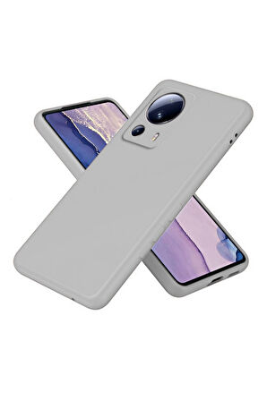 Xiaomi 13 Lite Uyumlu Silikon Kılıf - Kamera Korumalı Esnek Pastel Renk Kapak - Gri