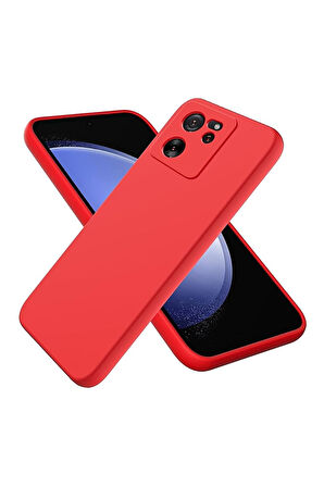 Xiaomi 13T Uyumlu Silikon Kılıf - Kamera Korumalı Esnek Pastel Renk Kapak - Kırmızı