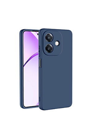 Oppo A3 Uyumlu Silikon Kılıf - Kamera Korumalı Esnek Pastel Renk Kapak - Lacivert