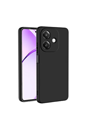 Oppo A3 Uyumlu Silikon Kılıf - Kamera Korumalı Esnek Pastel Renk Kapak - Siyah
