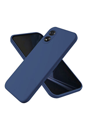Oppo A38 Uyumlu Silikon Kılıf - Kamera Korumalı Esnek Pastel Renk Kapak - Lacivert