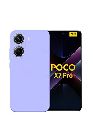 Poco X7 Pro Uyumlu Silikon Kılıf - Kamera Korumalı Esnek Pastel Renk Kapak - Lila