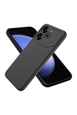 Tecno Pova 6 Pro Uyumlu Silikon Kılıf - Kamera Korumalı Esnek Pastel Renk Kapak - Siyah