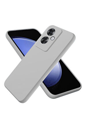 Oppo Reno 11F Uyumlu Silikon Kılıf - Kamera Korumalı Esnek Pastel Renk Kapak - Gri