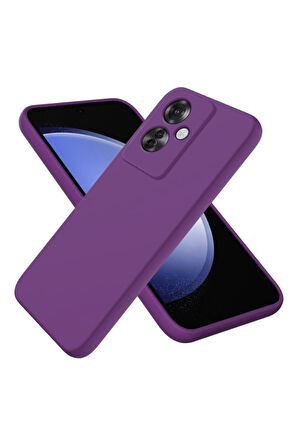 Oppo Reno 11F Uyumlu Silikon Kılıf - Kamera Korumalı Esnek Pastel Renk Kapak - Mor