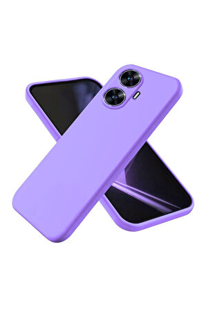 Realme C55 Uyumlu Silikon Kılıf - Kamera Korumalı Esnek Pastel Renk Kapak - Lila