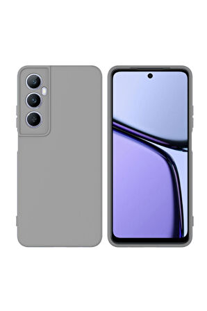 Realme C65 Uyumlu Silikon Kılıf - Kamera Korumalı Esnek Pastel Renk Kapak - Gri
