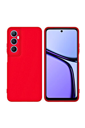 Realme C65 Uyumlu Silikon Kılıf - Kamera Korumalı Esnek Pastel Renk Kapak - Kırmızı